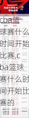 cba篮球赛什么时间开始比赛,cba篮球赛什么时间开始比赛的