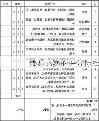 舞龙比赛的评分标准