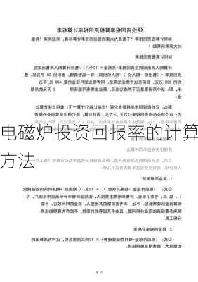 电磁炉投资回报率的计算方法