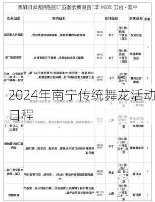 2024年南宁传统舞龙活动日程