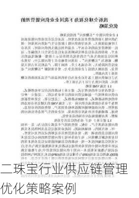二珠宝行业供应链管理优化策略案例