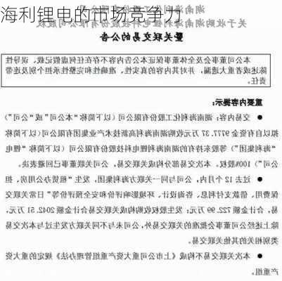 海利锂电的市场竞争力