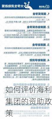 如何评价海利集团的资助政策