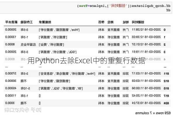 用Python去除Excel中的重复行数据