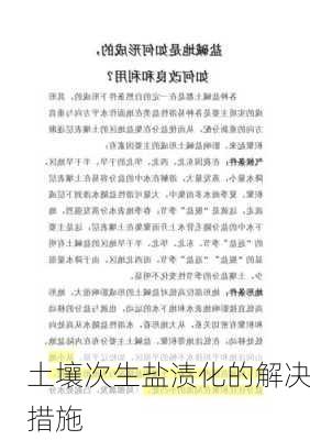 土壤次生盐渍化的解决措施
