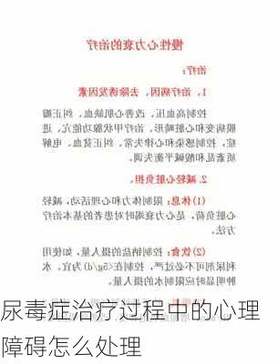 尿毒症治疗过程中的心理障碍怎么处理