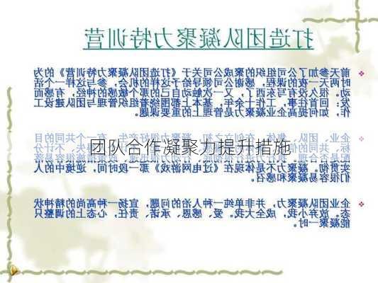 团队合作凝聚力提升措施