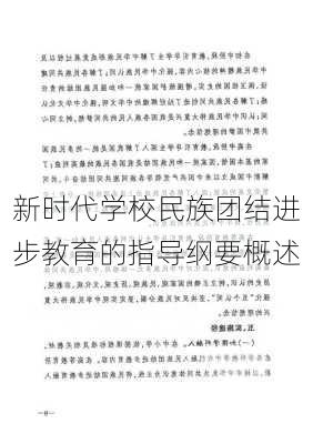 新时代学校民族团结进步教育的指导纲要概述