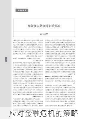 应对金融危机的策略