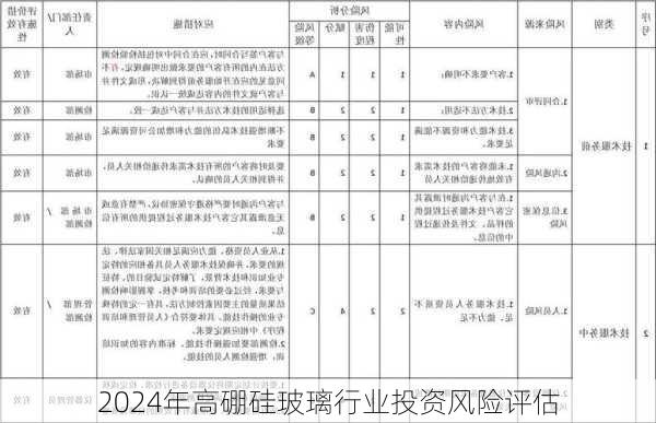 2024年高硼硅玻璃行业投资风险评估