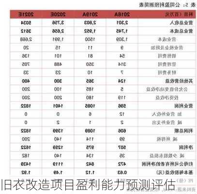 旧衣改造项目盈利能力预测评估