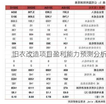 旧衣改造项目盈利能力预测分析