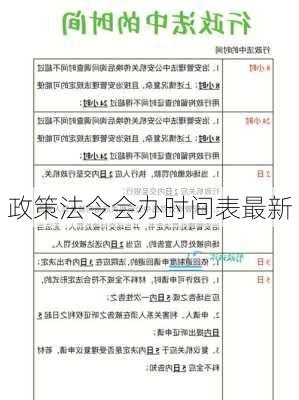 政策法令会办时间表最新