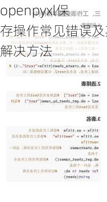 openpyxl保存操作常见错误及其解决方法