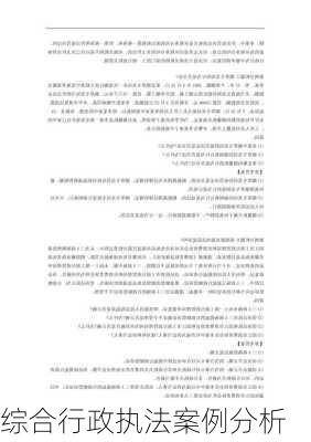 综合行政执法案例分析