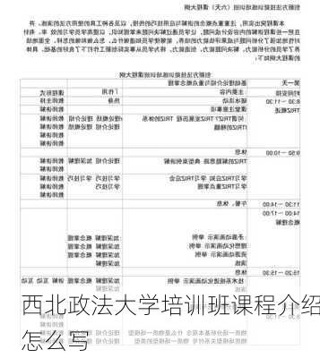 西北政法大学培训班课程介绍怎么写