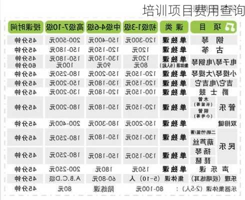 培训项目费用查询
