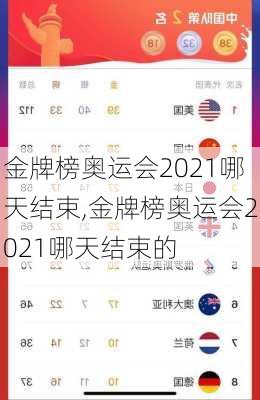 金牌榜奥运会2021哪天结束,金牌榜奥运会2021哪天结束的