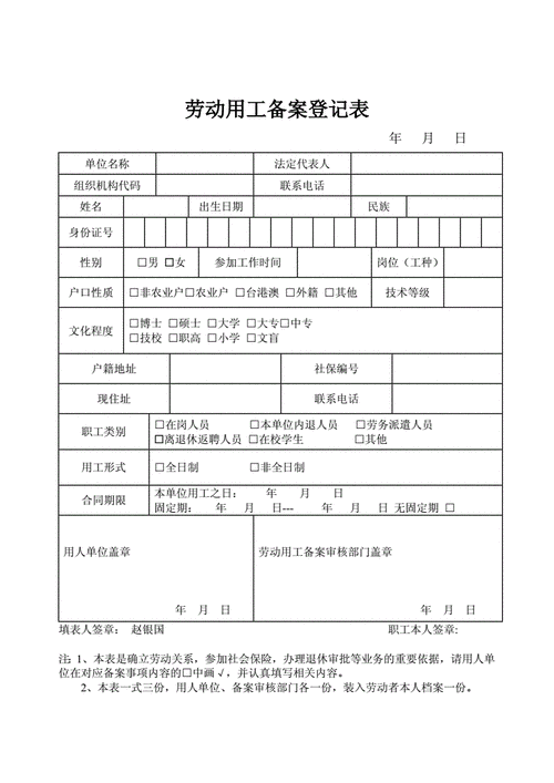 劳务资质备案所需材料