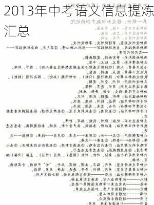 2013年中考语文信息提炼汇总