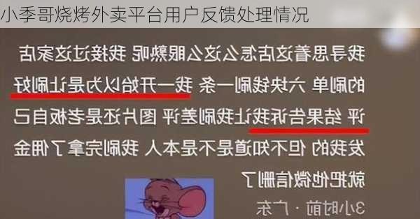 小季哥烧烤外卖平台用户反馈处理情况