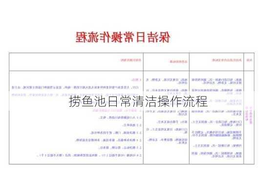 捞鱼池日常清洁操作流程