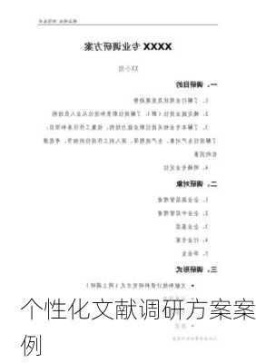 个性化文献调研方案案例