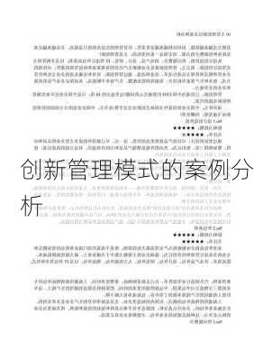 创新管理模式的案例分析