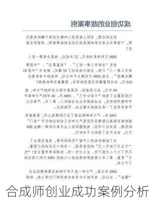 合成师创业成功案例分析