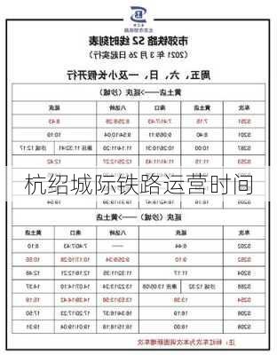 杭绍城际铁路运营时间