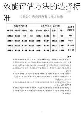 效能评估方法的选择标准