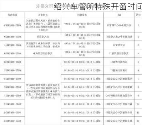 绍兴车管所特殊开窗时间