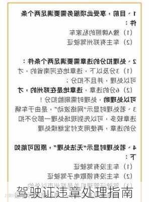 驾驶证违章处理指南