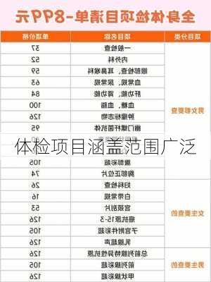 体检项目涵盖范围广泛