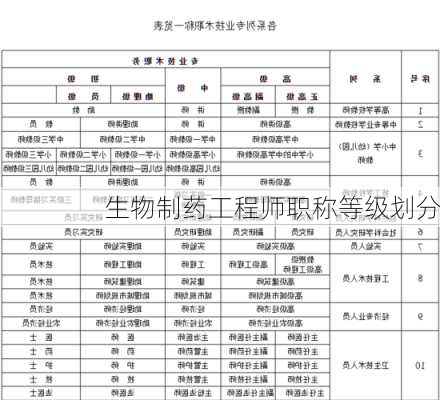 生物制药工程师职称等级划分
