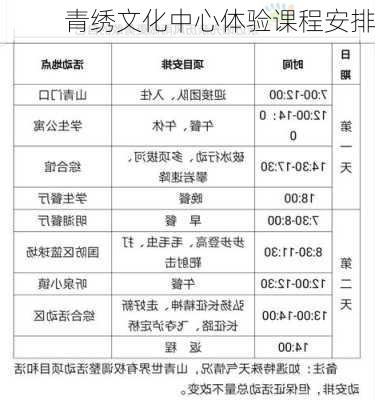 青绣文化中心体验课程安排