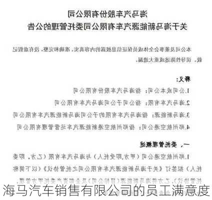 海马汽车销售有限公司的员工满意度