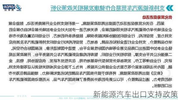 新能源汽车出口支持政策