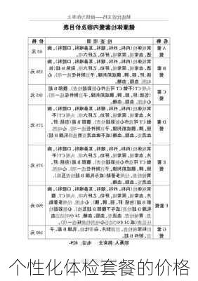 个性化体检套餐的价格
