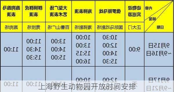 上海野生动物园开放时间安排