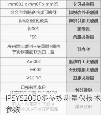IPSYS2000多参数测量仪技术参数