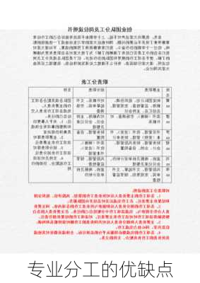 专业分工的优缺点