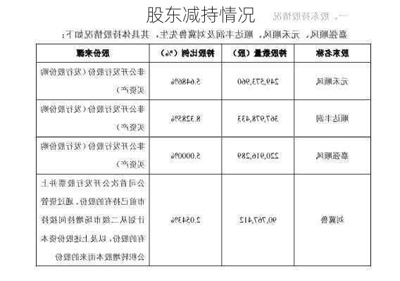股东减持情况