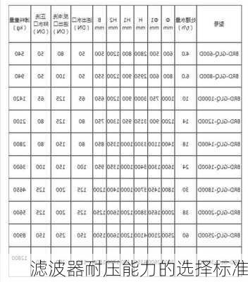滤波器耐压能力的选择标准