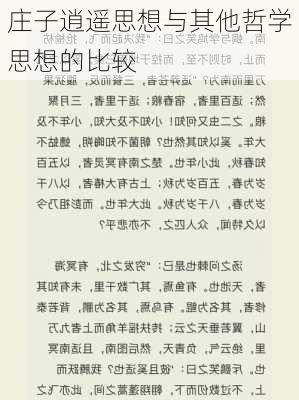 庄子逍遥思想与其他哲学思想的比较