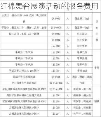 红棉舞台展演活动的报名费用