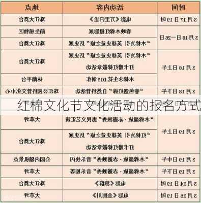 红棉文化节文化活动的报名方式