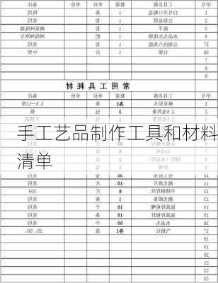 手工艺品制作工具和材料清单