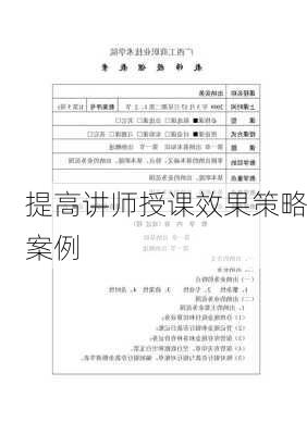 提高讲师授课效果策略案例