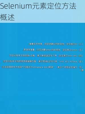 Selenium元素定位方法概述